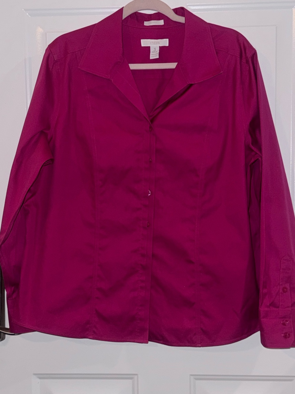 Chico's Deep Magenta Button-Front Shirt